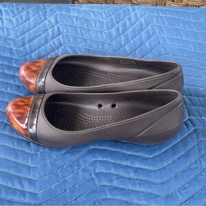Crocs Ballet Flats Womens 8 Brown Tortoise Cap Toe Comfort Slip On Shoes